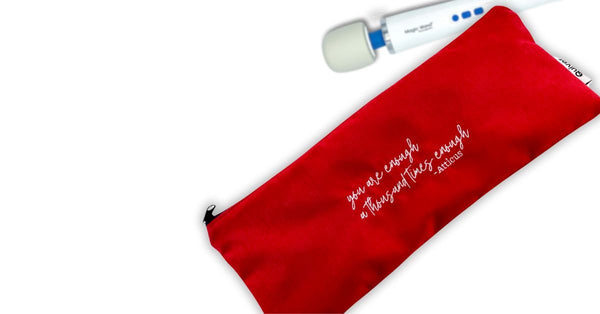 The words matter collection of adult toy storage bags and travel pouches for wand massagers, hitachi magic wand and more