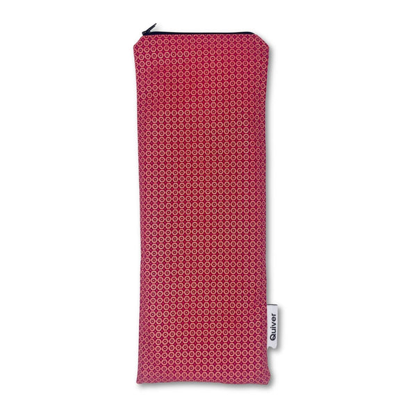 Red floral patterned original wand massager zipper pouch on a white background