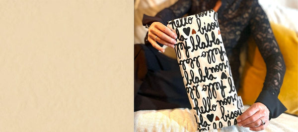 Woman holding Quiver.love Bisou Original Wand Massager Storage Pouch for discreet everyday use