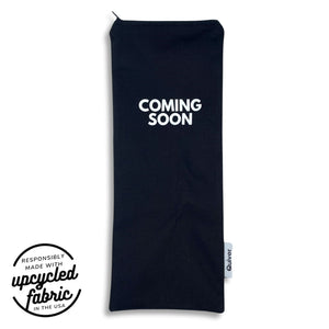 Discreet black cotton pouch with glitter text for full-size personal wellness device storage.  Travel ready and TSA Friendly