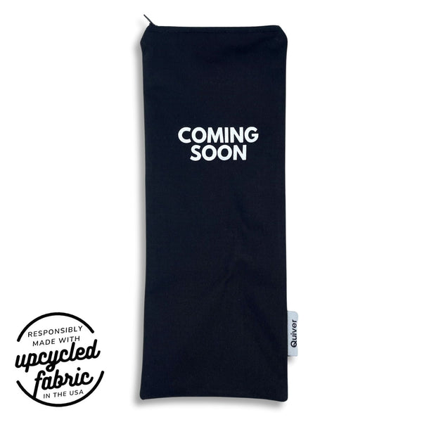 Discreet black cotton pouch with glitter text for full-size personal wellness device storage.  Travel ready and TSA Friendly