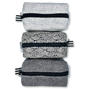 Mini Dopp Kit storage pouch in classic Japanese pattern fabric, available in 3 patterns with contrasting lining by Quiver