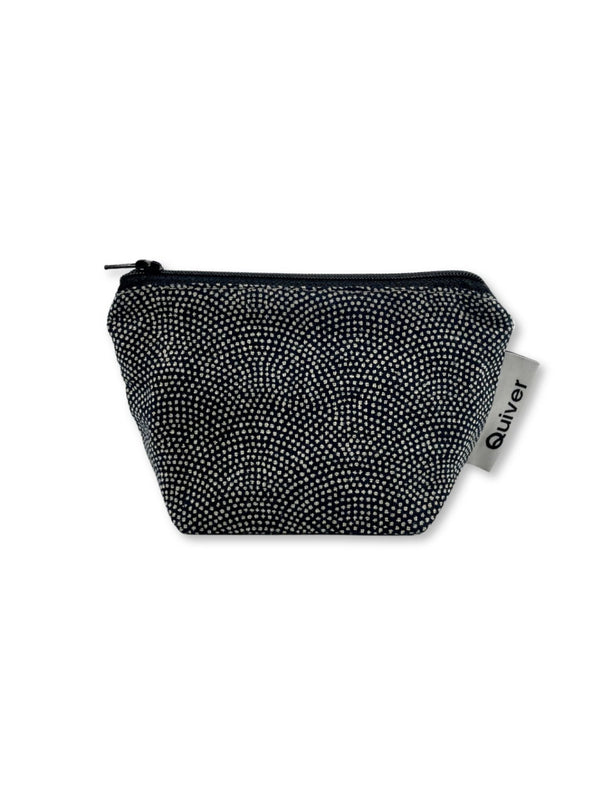 XS Zipper Pouch by Quiver.Love in classic Japanese dot pattern. Fully lined in yellow cotton, small coin purse size