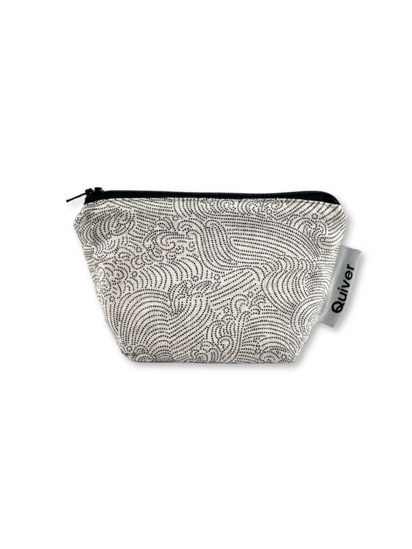 XS Zipper Pouch by Quiver.Love in classic Japanese wave pattern. Fully lined in magenta cotton, small coin purse size