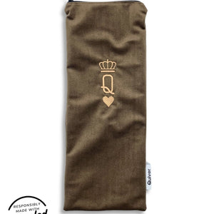 Adult Toy travel bag, zipper pouch. For hitachi magic wand, wand vibrator or other sex toy.  Brown velvet and queen of hearts