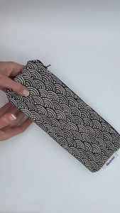adult toy storage bag fits personal massager, vibrator or other adult toy. Made in the USA with Japanese wave printed cotton fabric