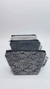 mini zipper bags, made in the usa from classic japenese pattern cotton fabric