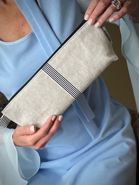 4090 - Vibe Pouch | Denim & Ribbon, Starch - Quiver.Love