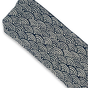 fabric detail of sex toy pouch in Japanese navy wave pattern, made in USA by Quiver.Love