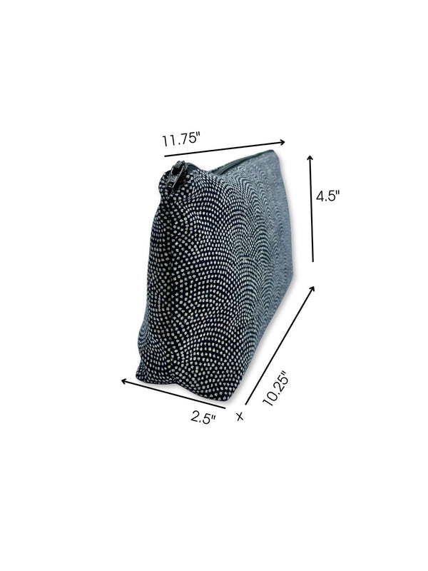 dimension detail of large zipper bag for vibrator adult toy in Japanese dot pattern fabric by Quiver.Love