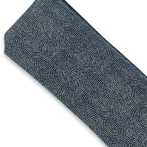 fabric detail of sex toy pouch in Japanese navy dot pattern, made in USA by Quiver.Love