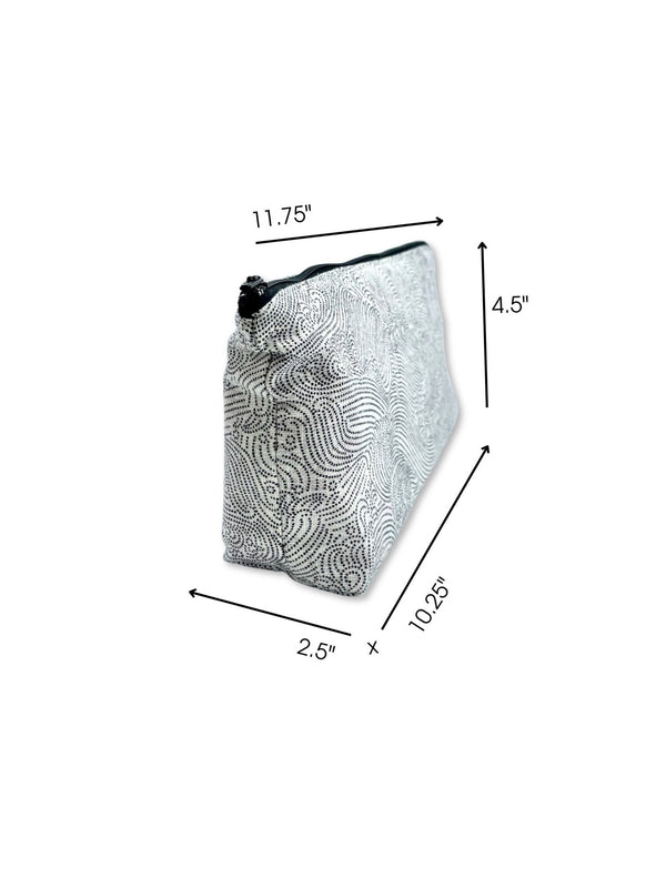 dimension detail of large zipper bag for vibrator adult toy in Japanese waves pattern fabric by Quiver.Love