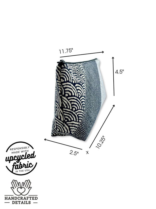 measurement detail of large zipper bag for vibrator adult toy in Japanese wabi sabi fabric by Quiver.Love